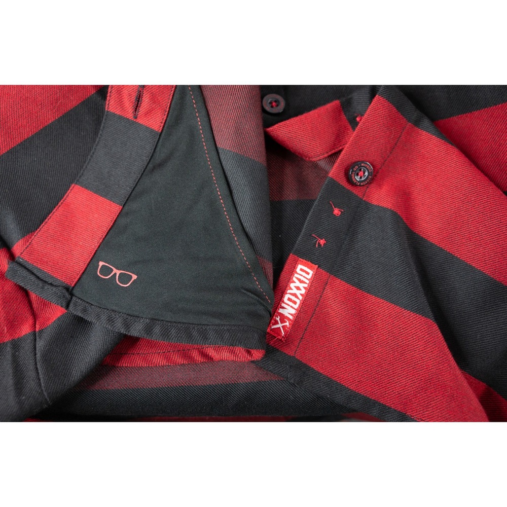 Dixxon Flannel The Cobain Women Small Red Black Stripe Excellent Grunge Shirt - Picture 7 of 7